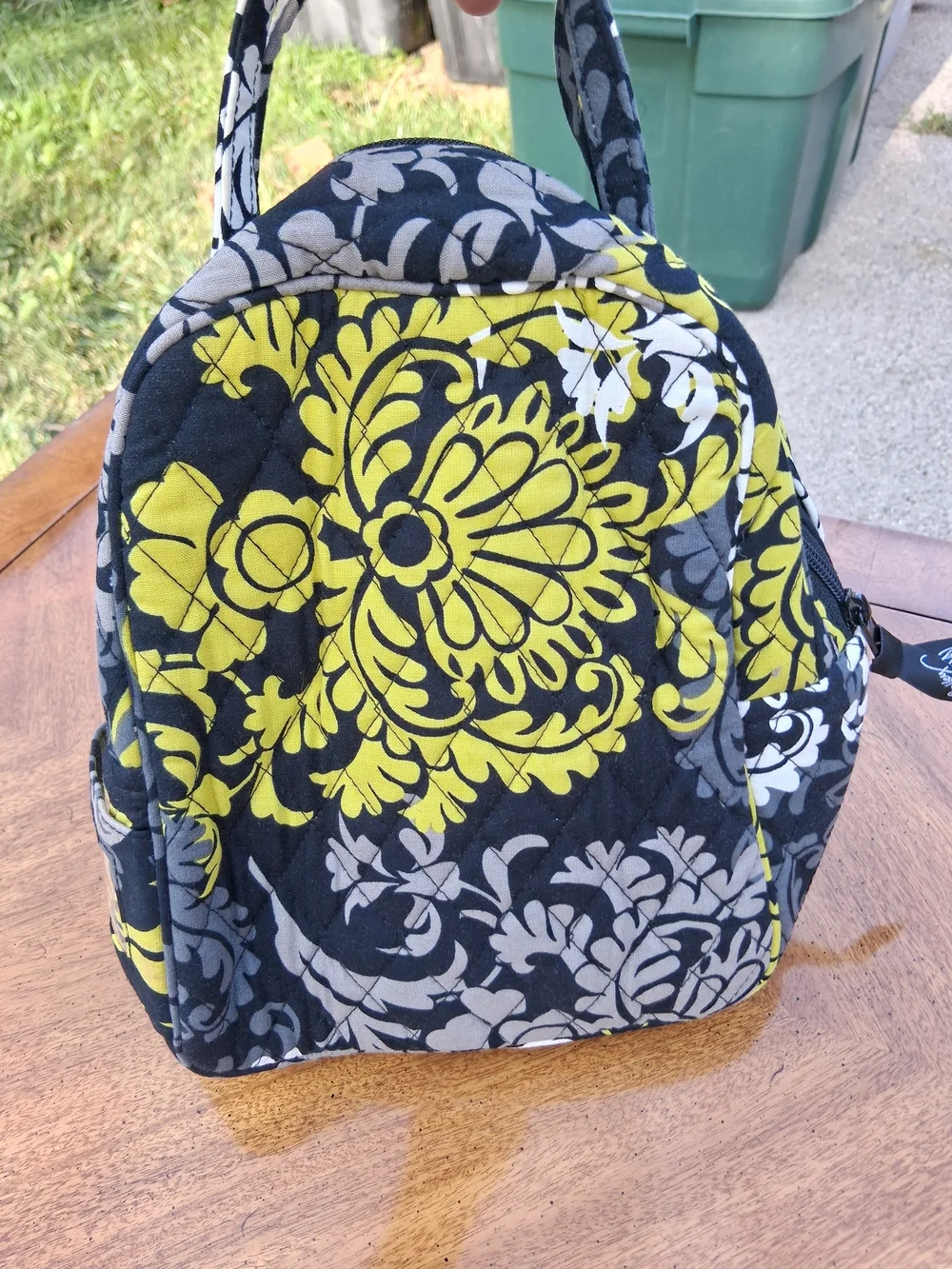 Vera Bradley Black White & Yellow Floral Quilted Lunch bag